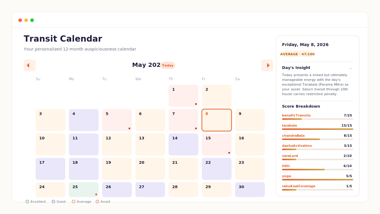 Transit Calendar Preview